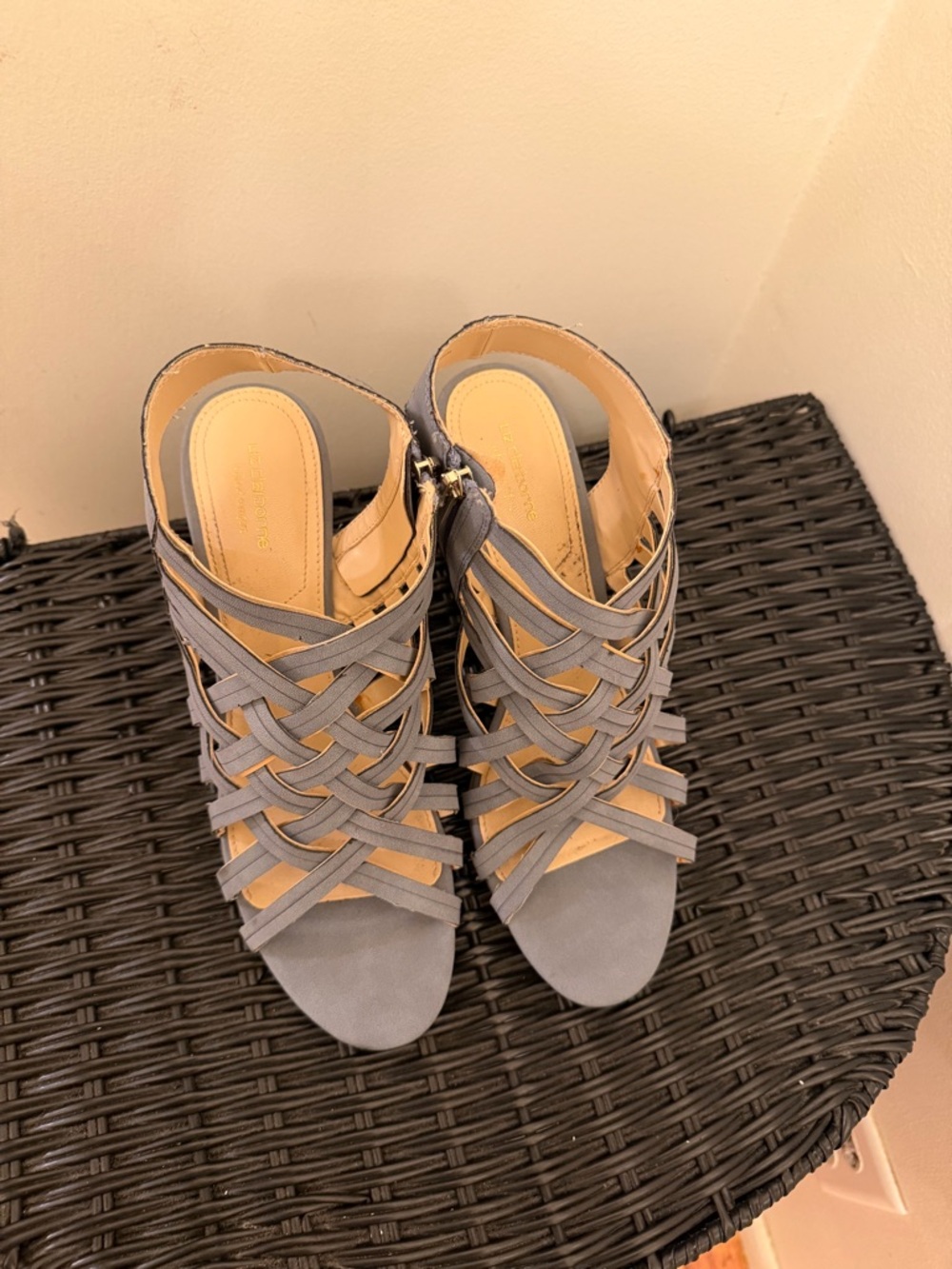 Women's Strappy Heeled Sandals in light blue - worn once